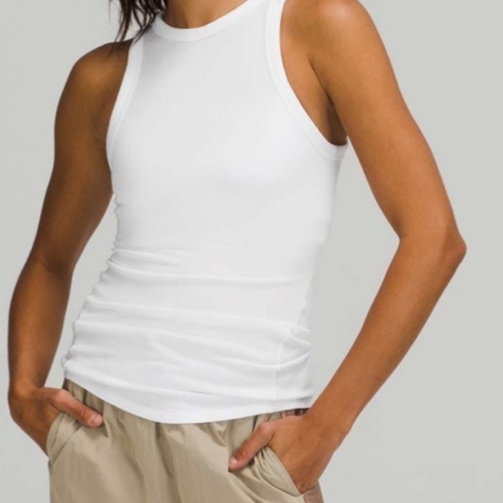 Lululemon White Ribbed Tank
